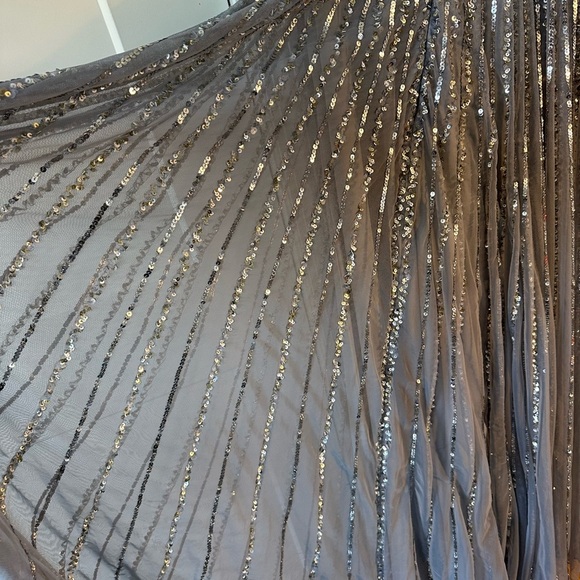 Mac Duggal Glamorous Silver and Gold Sequin One-Shoulder Dress Beaded - Picture 6 of 16